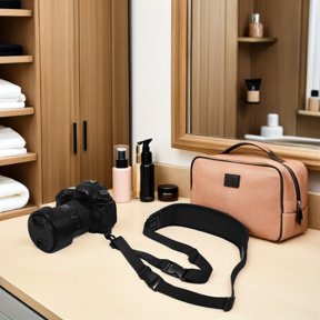 ROMANSENTIAL Detachable Black Camera Sling Strap with Nonslip Padding for Travel and Sports Photography