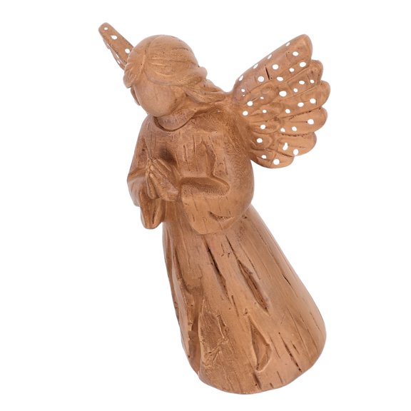 ROMANSENTIAL Faceless Angel Figurine Resin Minimalist Khaki Faux Wood Grain