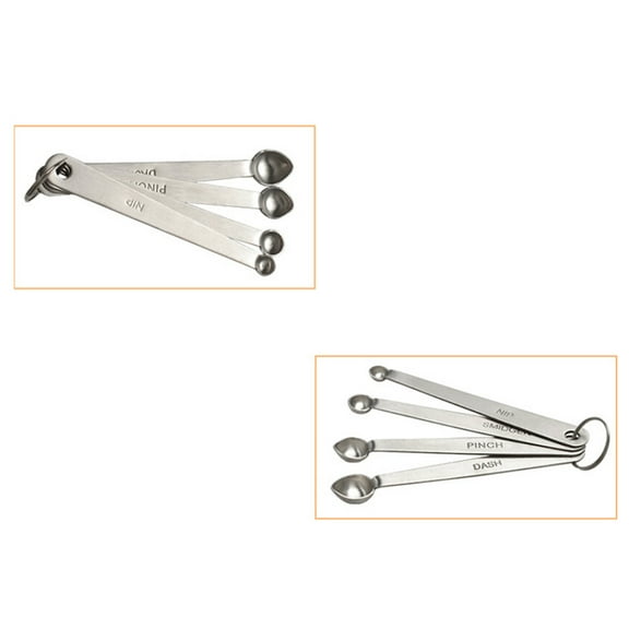 ROMANSENTIAL Kitchen Measuring Spoons 4Pcs Stainless Steel Construction Engraved Markings 10.7x1.5x0.4in