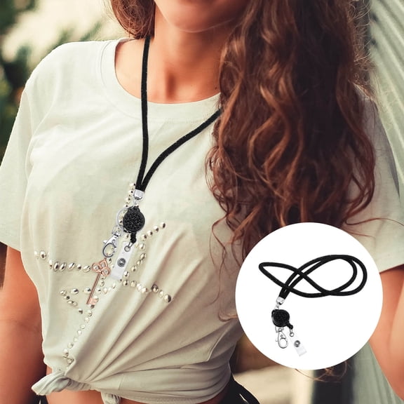 ROMANSENTIAL Lanyards Breakaway 1Pcs Black Color for Holding Work Permits and Phone