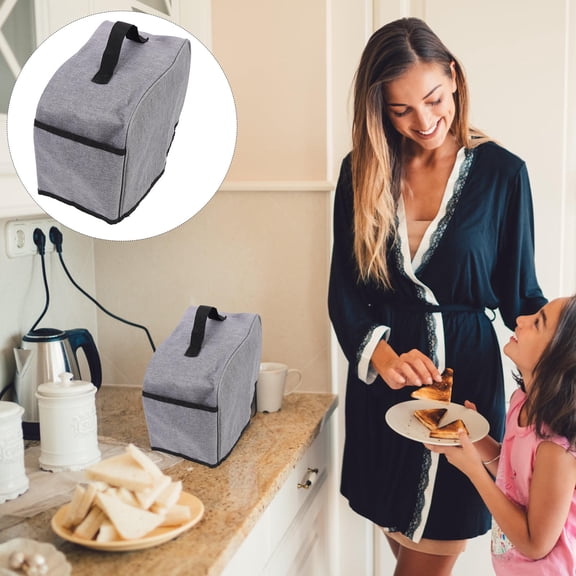 ROMANSENTIAL Bread Maker Protective Cover with Side Pockets, Polyester Dust Shield