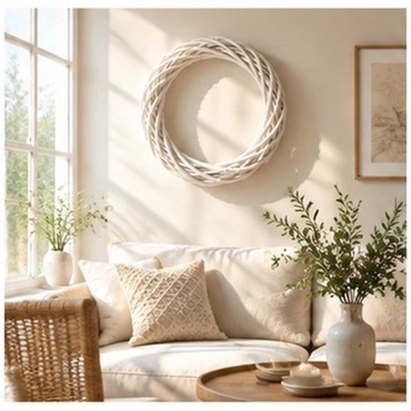ROMANSENTIAL Rustic Willow Wreath Base, Natural Handmade Frame for Floral Projects and Seasonal Styling
