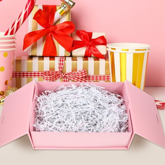 ROMANSENTIAL Shredded Paper Stuffing White Decorative Paper Filler for Packaging Boxes and Holiday Party Favors