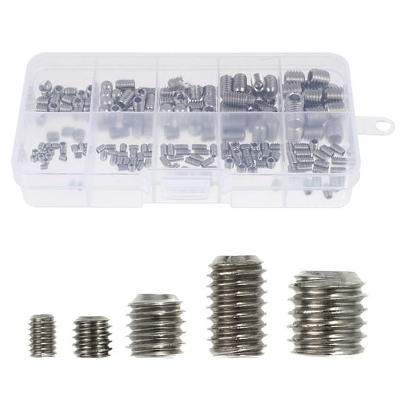 ROMANSENTIAL Stainless Steel Screw 200Pcs Grub Screws With Hexagon Socket For Harsh Conditions 0.31Inch