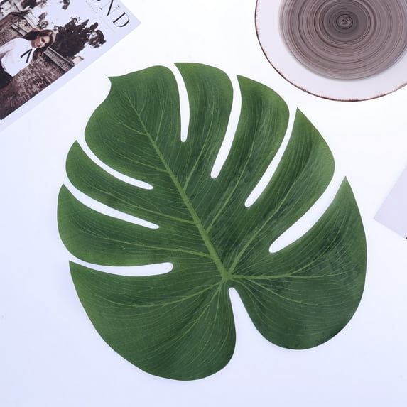ROMANSENTIAL Tropical Leaf Decor 12Pcs Artificial Palm Plants Oval Shape Reusable For Summer Parties