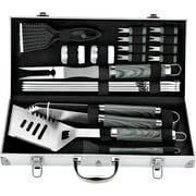 ROMANTICIST 20pc Heavy Duty BBQ Grill Tool Set in Case - The Very Best Grill Gift for Father's Day - Professional BBQ Accessories Set for Outdoor Cooking