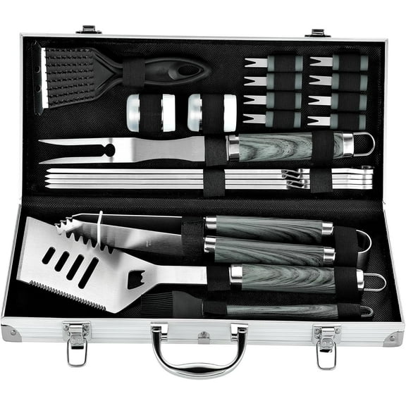 ROMANTICIST 20pcs Professional BBQ Accessories Set - Heavy-Duty Stainless Steel Grill Tool Kit, Perfect Holiday Gift for Christmas & Fall & Winter Grilling, Camping & Family Gatherings