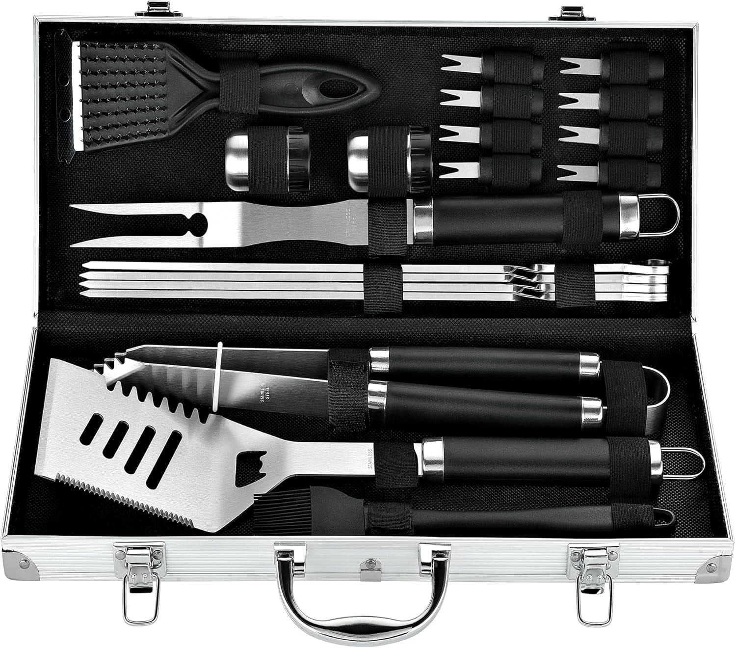ROMANTICIST 20pcs Professional BBQ Accessories Set - Heavy-Duty Stainless Steel Grill Tool Kit, Perfect Holiday Gift for Christmas & Fall & Winter Grilling, Camping & Family Gatherings