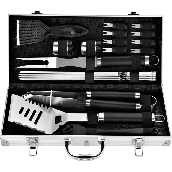 ROMANTICIST 20pcs Professional BBQ Accessories Set - Heavy-Duty Stainless Steel Grill Tool Kit, Perfect Holiday Gift for Christmas & Fall & Winter Grilling, Camping & Family Gatherings