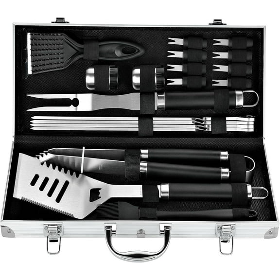 ROMANTICIST 20pcs Professional BBQ Accessories Set - Heavy-Duty Stainless Steel Grill Tool Kit for Fall & Winter Grilling, Perfect for Holiday BBQ Season, Camping & Family Gatherings‌