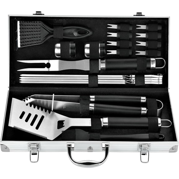 ROMANTICIST 20pcs Professional BBQ Accessories Set - Heavy-Duty Stainless Steel Grill Tool Kit, Perfect Holiday Gift for Christmas & Fall & Winter Grilling, Camping & Family Gatherings
