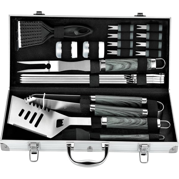 ROMANTICIST 20pcs Professional BBQ Accessories Set - Heavy-Duty Stainless Steel Grill Tool Kit, Perfect Holiday Gift for Christmas & Fall & Winter Grilling, Camping & Family Gatherings