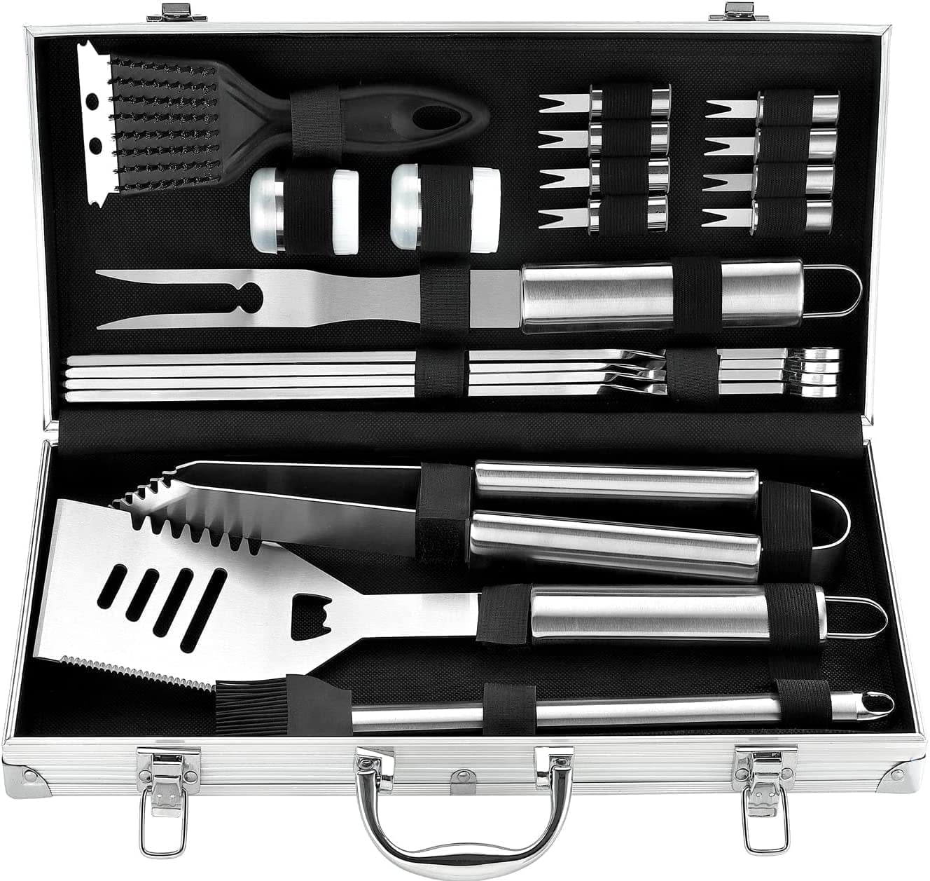 ROMANTICIST 20pcs Professional BBQ Accessories Set - Heavy-Duty Stainless Steel Grill Tool Kit, Perfect Holiday Gift for Christmas & Fall & Winter Grilling, Camping & Family Gatherings
