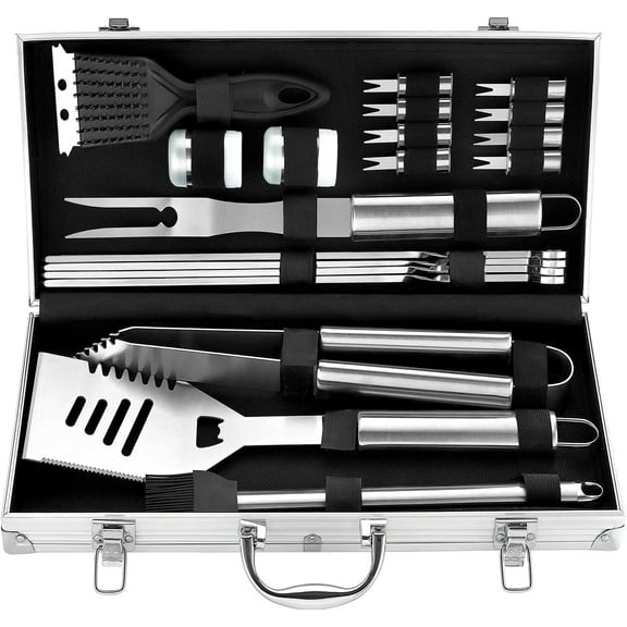 ROMANTICIST 20pcs Professional BBQ Accessories Set - Heavy-Duty Stainless Steel Grill Tool Kit, Perfect Holiday Gift for Christmas & Fall & Winter Grilling, Camping & Family Gatherings