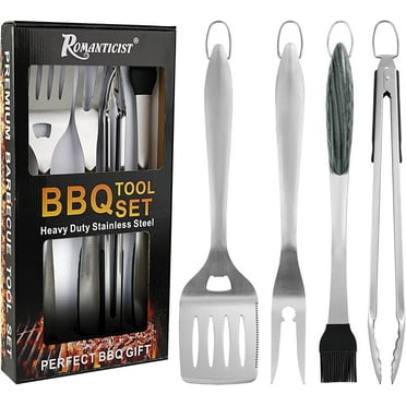 ROMANTICIST 4pc Heavy Duty Grill Accessories for Outdoor Barbecue -Deluxe Grill Gift for Dad on Father’s Day Birthday