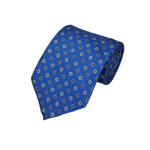 ROMARIO MANZINI BURGUNDY, GREY ON ROYAL BLUE CONSERVATIVE PRINTED DESIGN Standard Necktie