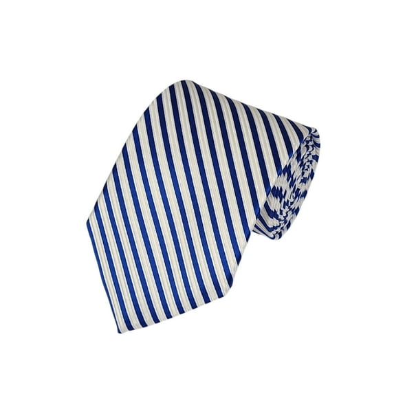 ROMARIO MANZINI Royal Blue and White Pin Stripe WOVEN NECKTIE