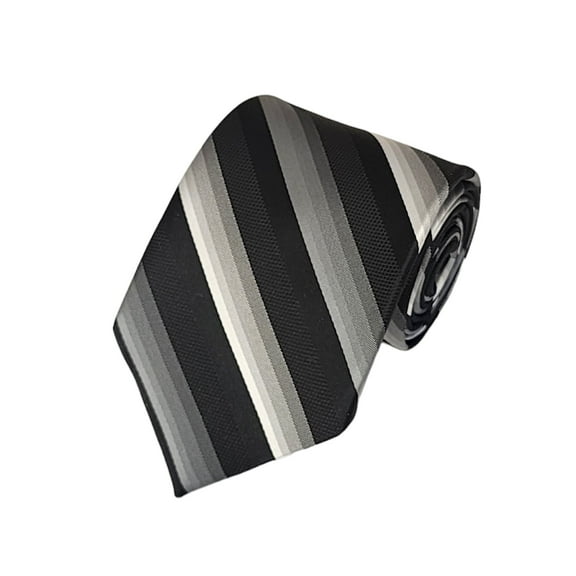 ROMARIO MANZINI BLACK, GREY AND WHITE MULTIPLE STRIPES WOVEN NECKTIE
