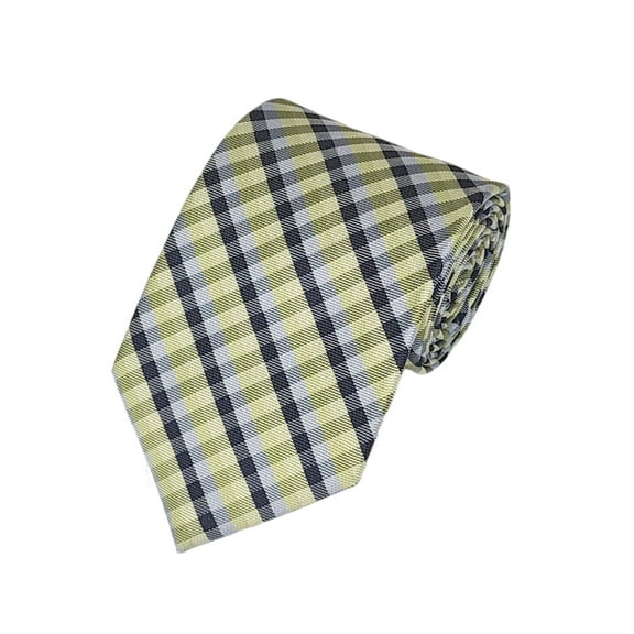 ROMARIO MANZINI NAVY, GREY AND GREEN CHECKERED WOVEN NECKTIE