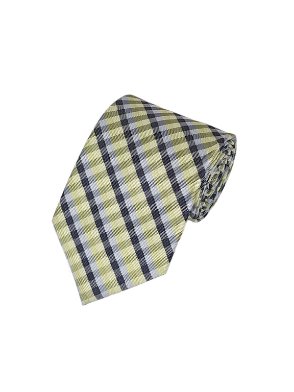 NAVY, GREY AND GREEN CHECKERED WOVEN NECKTIE