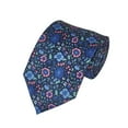 thumbnail image 1 of ROMARIO MANZINI Pink, Blue Floral on Navy PRINTED DESIGN TIE, 1 of 3