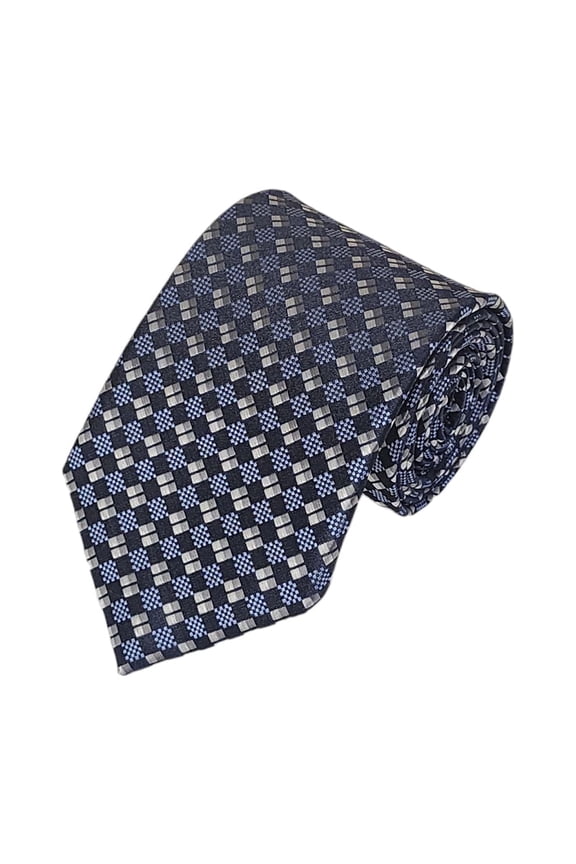 NAVY, BLACK AND SILVER CONSERVATIVE WOVEN NECKTIE