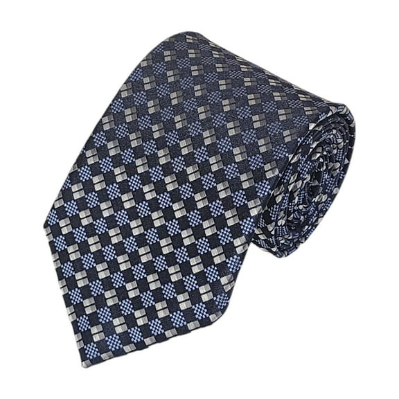 ROMARIO MANZINI NAVY, BLACK AND SILVER CONSERVATIVE WOVEN NECKTIE