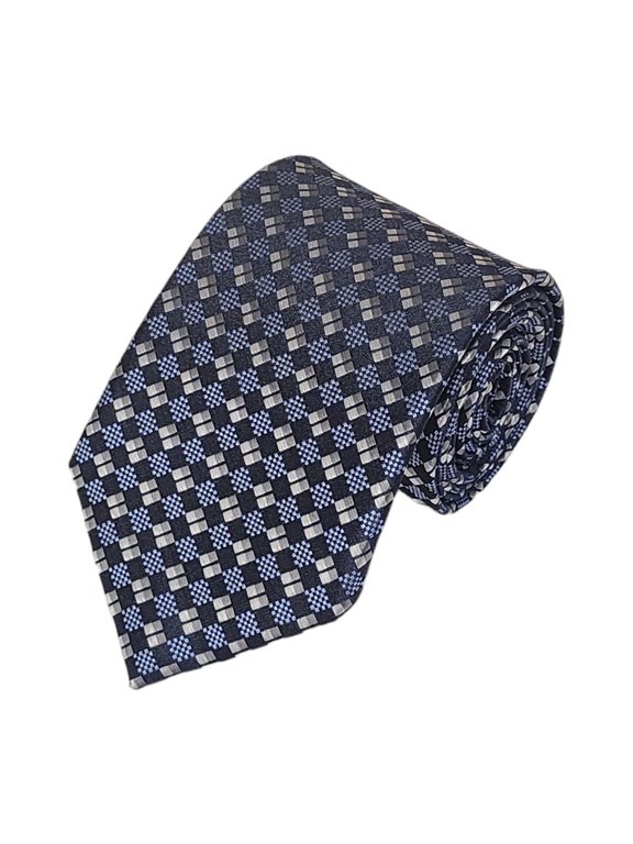 NAVY, BLACK AND SILVER CONSERVATIVE WOVEN NECKTIE