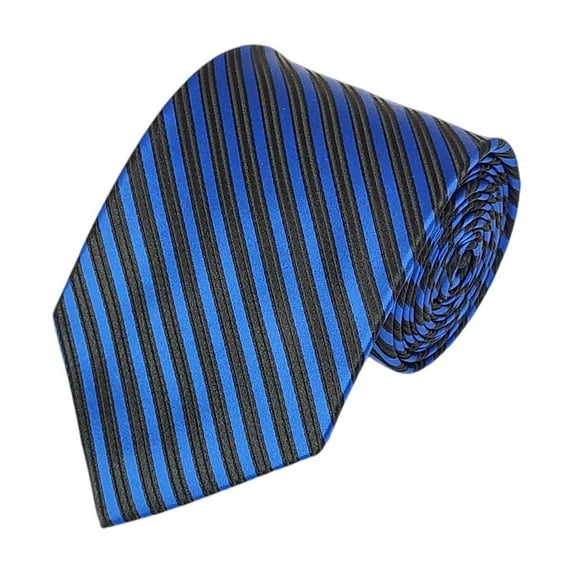 ROMARIO MANZINI Royal Blue and Black Pin Stripe WOVEN NECKTIE