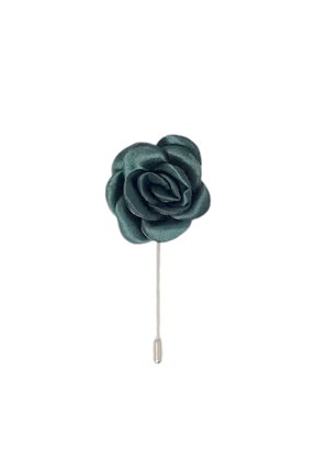 Solid Forest Green Floral Lapel Pin