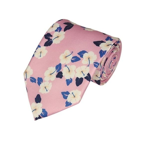 ROMARIO MANZINI White Floral on Pink PRINTED DESIGN TIE