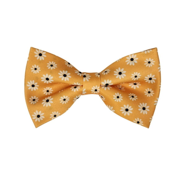 ROMARIO MANZINI White Flower on Golden Yellow PRINTED DESIGN Pre-Tied Bow Tie