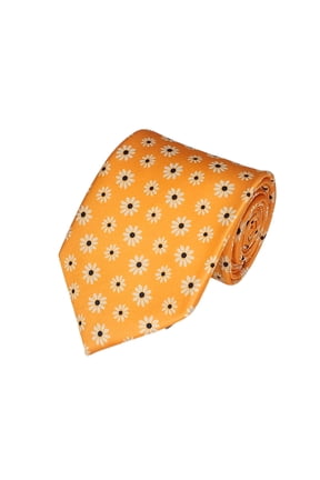 White Flower on Golden Yellow PRINTED DESIGN TIE