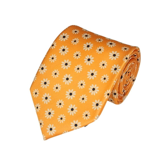 ROMARIO MANZINI White Flower on Golden Yellow PRINTED DESIGN TIE