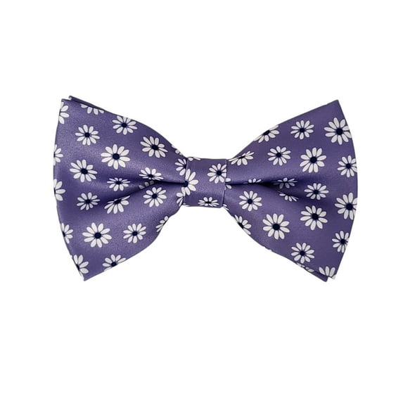 ROMARIO MANZINI White Flower on Lavender PRINTED DESIGN Pre-Tied Bow Tie