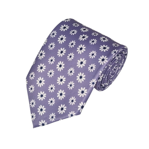 ROMARIO MANZINI White Flower on Lavender PRINTED DESIGN TIE