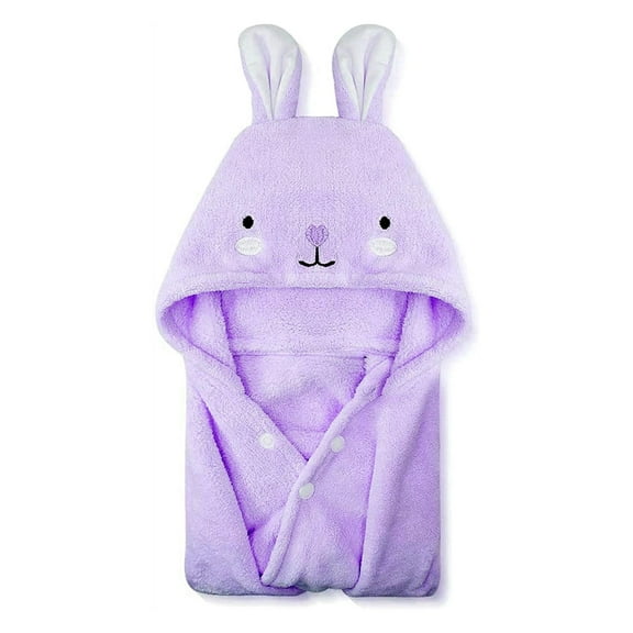 ROMASA Baby Bath Towel Ultra Soft Hooded Towel Highly Absorbent Bathrobe Blanket Toddlers Shower Gifts for Boys Girls-28" x 55"(Purple-Rabbit)