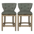 thumbnail image 1 of ROME + OAK Carylnd 26" Swivel Counter Stool, Reclaimed Oak with Grey Vegan Leather Seat, Set of 2, 1 of 7