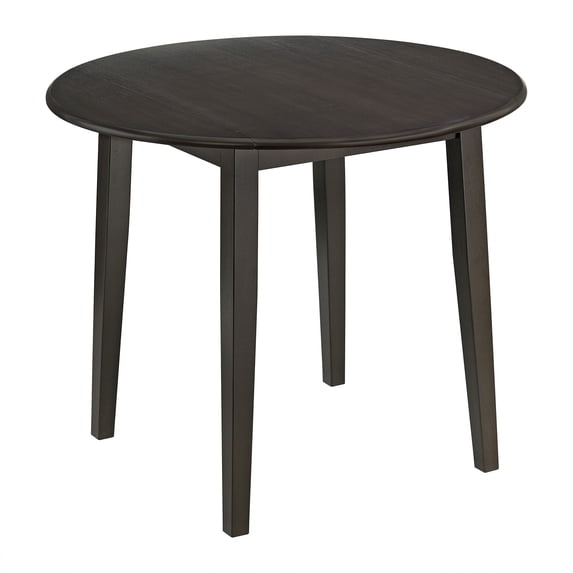 ROME + OAK Hinged Drop Leaf Dining Table, 22-36" Round Tabletop with Sturdy Base, Brown