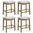 thumbnail image 1 of ROME + OAK Parker 26" Backless Saddle Counter Stool, Natural Wood, Cream Fabric, Set of 4, 1 of 13