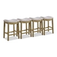 thumbnail image 1 of ROME + OAK Parker 26" Backless Saddle Kitchen Counter Stool, Natural, Cream Upholstery, 4 Pack, 1 of 12