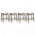 thumbnail image 1 of ROME + OAK Parker 26" Backless Saddle Kitchen Counter Stool, Oak, Grey Upholstery, 4 Pack, 1 of 12