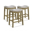 thumbnail image 1 of ROME + OAK Parker 26" Backless Saddle Kitchen Counter Stool, Natural, Cream Upholstery, 3 Pack, 1 of 12