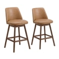 thumbnail image 1 of ROME + OAK Rowan 26" Swivel Counter Stool in Walnut Finish with Brown Vegan Leather Seat, 2 Pack, 1 of 13