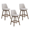 thumbnail image 1 of ROME + OAK Rowan 26" Swivel Counter Stool in Walnut Finish with White Fabric Seat, Set of 3, 1 of 13