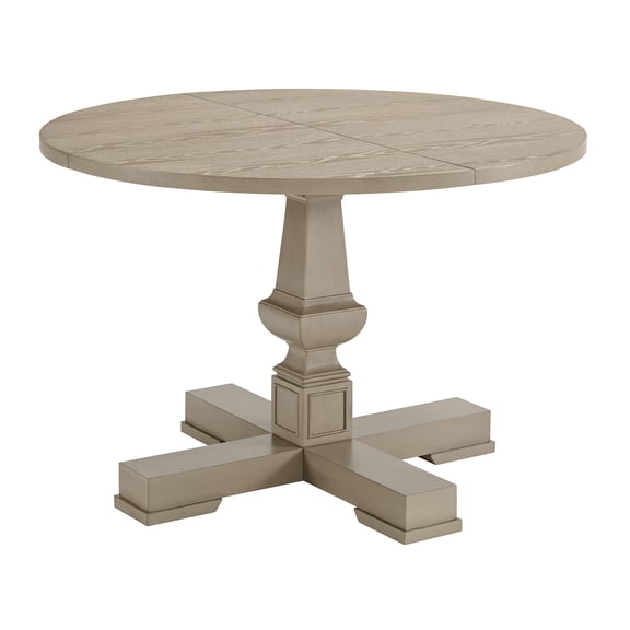 ROME + OAK Rumson 44" Modern Farmhouse Pedestal Wooden Dining Table, Rustic Beige