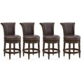 thumbnail image 1 of ROME + OAK Runyan 26" Swivel Counter Stool, Dark Walnut Wood, Vintage Brown Faux Leather, Set of 4, 1 of 13