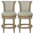 thumbnail image 1 of ROME + OAK Runyan 26" Swivel Counter Stool in Reclaimed Oak with Ash Grey Fabric, Set of 2, 1 of 7