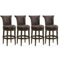 thumbnail image 1 of ROME + OAK Runyan 31" Swivel Bar Stool, Dark Walnut Wood, Vintage Brown Faux Leather, Set of 4, 1 of 11