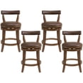 thumbnail image 1 of ROME + OAK Ruxban 26" Swivel Counter Stool, Walnut with Saddle Brown Vegan Leather, Set of 4, 1 of 8